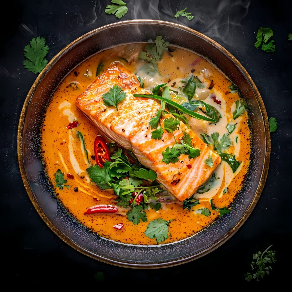 Thai red curry with salmon fillet_01
